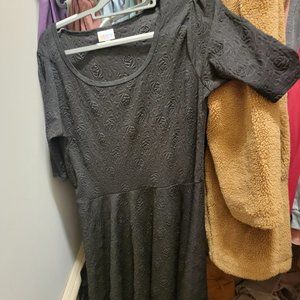 Vintage LuLaRoe embossed rose black dress